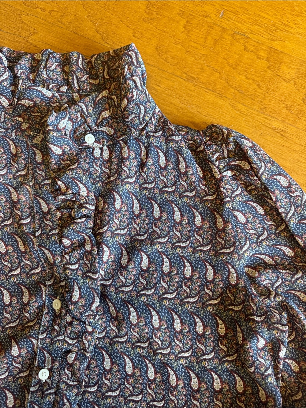 NWT Banana Republic Sheer Paisley grey and rustButton-Up Blouse
